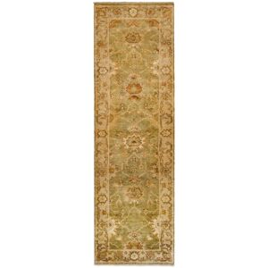 SAFAVIEH Couture Hand-knotted Oushak Mersiha Traditional Oriental Wool Rug with Fringe Green/Beige 3' x 10' Runner SAFAVIEH Couture Hand-knotted Oushak Mersiha Traditional Oriental Wool Rug with Fringe Green/Beige 3' x 10' Runner