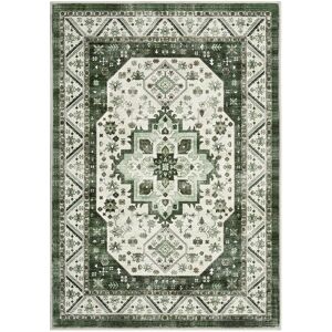 Garvee Vintage Boho Area Rug, Non-Slip, Short Pile Carpet for Living Room Green 5*7ft Garvee Vintage Boho Area Rug, Non-Slip, Short Pile Carpet for Living Room Green 5*7ft