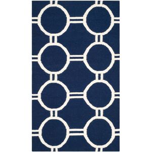 SAFAVIEH Handmade Flatweave Dhurries Candyce Modern Moroccan Wool Rug Navy/Ivory 2'6 SAFAVIEH Handmade Flatweave Dhurries Candyce Modern Moroccan Wool Rug Navy/Ivory 2'6