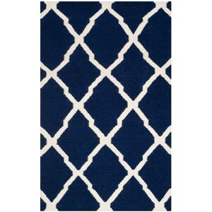 SAFAVIEH Handmade Flatweave Dhurries Christa Modern Moroccan Wool Rug Navy/Ivory 4' x 6' SAFAVIEH Handmade Flatweave Dhurries Christa Modern Moroccan Wool Rug Navy/Ivory 4' x 6'