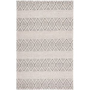SAFAVIEH Handmade Marbella Sejada Wool Rug Silver/Black 4' x 6' SAFAVIEH Handmade Marbella Sejada Wool Rug Silver/Black 4' x 6'