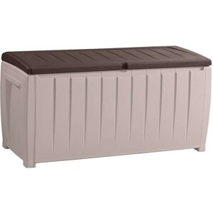 Keter Novel 90 Gallon Durable Resin Outdoor Storage Deck Box For Furniture and Supplies, Brown and Beige Brown 22.0 In. W X 25.0 In. H X 49.0 In. D Keter Novel 90 Gallon Durable Resin Outdoor Storage Deck Box For Furniture and Supplies, Brown and Beige Brown 22.0 In. W X 25.0 In. H X 49.0 In. D