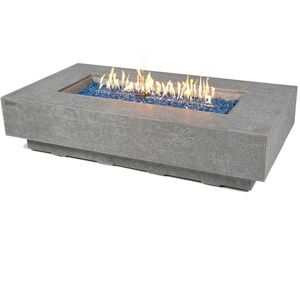 Elementi Plus Riviera Outdoor Fire Pit Table Concrete Rectangular 60000 BTU - 60 x 31.9 inches with Lid, Fire Glass, and Cover Grey 60.0 In. L X 31.9 In. W X 13.8 In. H Elementi Plus Riviera Outdoor Fire Pit Table Concrete Rectangular 60000 BTU - 60 x 31.9 inches with Lid, Fire Glass, and Cover Grey 60.0 In. L X 31.9 In. W X 13.8 In. H