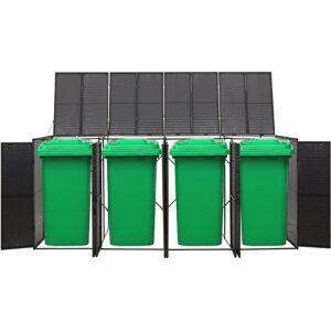 vidaXL Bin Store Outdoor Trash Can Storage Single Wheelie Bin Shed Poly Rattan Black 107.9 vidaXL Bin Store Outdoor Trash Can Storage Single Wheelie Bin Shed Poly Rattan Black 107.9