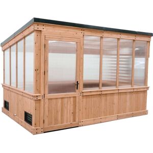 Backyard Discovery Zalie 11' x 7' Cedar Wood Greenhouse Kit, PowerPort - 11'5 Brown 11'5 Backyard Discovery Zalie 11' x 7' Cedar Wood Greenhouse Kit, PowerPort - 11'5 Brown 11'5