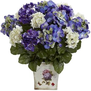 Nearly Natural Mixed Hydrangeas with Floral Planter Blue H: 11 In. W: 12 In. D: 12 In. Nearly Natural Mixed Hydrangeas with Floral Planter Blue H: 11 In. W: 12 In. D: 12 In.