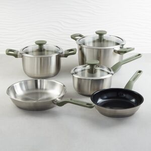 BergHOFF Bolt 8Pc Recycled 18/10 Stainless Steel Cookware Set with Glass Lids, Green Green 21.24 In. L X 13.3 In. W X 8.25 In. H BergHOFF Bolt 8Pc Recycled 18/10 Stainless Steel Cookware Set with Glass Lids, Green Green 21.24 In. L X 13.3 In. W X 8.25 In. H