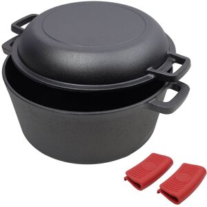 GREATPLANINC 2-in-1 Pre-Seasoned Cast Iron Dutch Oven with 2 Silicone Handle Covers, 5QT Outdoor Camping Deep Pot with Skillet Lid Black 5 Quart GREATPLANINC 2-in-1 Pre-Seasoned Cast Iron Dutch Oven with 2 Silicone Handle Covers, 5QT Outdoor Camping Deep Pot with Skillet Lid Black 5 Quart