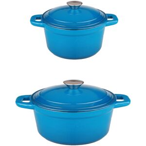 BergHOFF Neo 4pc Cast Iron Cookware Set, 3qt. & 7qt., Blue Blue 11.25 In. L X 14.25 In. W X 7.5 In. H BergHOFF Neo 4pc Cast Iron Cookware Set, 3qt. & 7qt., Blue Blue 11.25 In. L X 14.25 In. W X 7.5 In. H