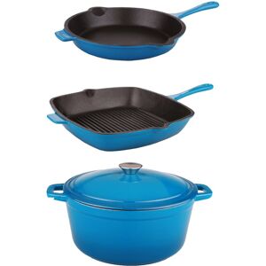 BergHOFF Neo Cast Iron 4pc Set F/P G/P & 5 Qt Cov Dutch Oven Blue Blue 12.5 In. L X 18.5 In. W X 6.63 In. H BergHOFF Neo Cast Iron 4pc Set F/P G/P & 5 Qt Cov Dutch Oven Blue Blue 12.5 In. L X 18.5 In. W X 6.63 In. H