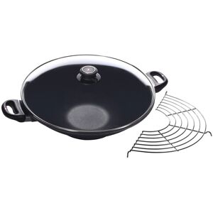 Swiss Diamond HD Wok with Lid and Rack - 14 Grey Swiss Diamond HD Wok with Lid and Rack - 14 Grey