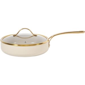 Bloomhouse 10 Inch Heavy Duty Aluminum Premium PFA Free Ceramic Nonstick Frying Pan Skillet with Lid - Almond Cream Almond Cream 10 Inch Bloomhouse 10 Inch Heavy Duty Aluminum Premium PFA Free Ceramic Nonstick Frying Pan Skillet with Lid - Almond Cream Almond Cream 10 Inch
