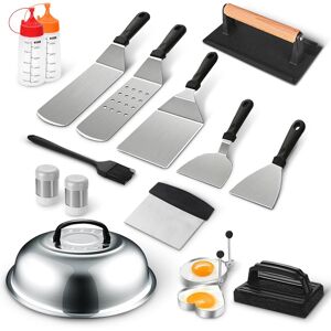Cheer Collection 18-Piece Stainless Steel Griddle Tool Set Cheer Collection 18-Piece Stainless Steel Griddle Tool Set