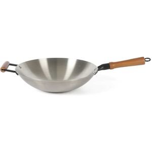 Oster Sangerfield 14 Inch Carbon Steel Wok W/Wood Handles Silver Over 12 Inches Oster Sangerfield 14 Inch Carbon Steel Wok W/Wood Handles Silver Over 12 Inches