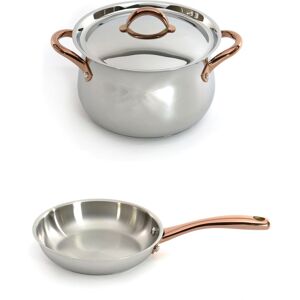 BergHOFF Ouro Gold 3pc 18/10 Stainless Steel Starter Set, SS Lids , Rose Gold Handles Silver 12.0 In. L X 18.0 In. W X 12.0 In. H BergHOFF Ouro Gold 3pc 18/10 Stainless Steel Starter Set, SS Lids , Rose Gold Handles Silver 12.0 In. L X 18.0 In. W X 12.0 In. H