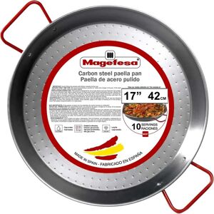 Magefesa Carbon Steel Paella Pan - 17 in / 42 cm / 10 Servings Silver 17 Inch Magefesa Carbon Steel Paella Pan - 17 in / 42 cm / 10 Servings Silver 17 Inch