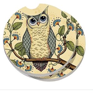 Counterart Absorbent Stone Car Coaster Wise Owl (Set of 2) - 4x6 Multi 4x6 Counterart Absorbent Stone Car Coaster Wise Owl (Set of 2) - 4x6 Multi 4x6