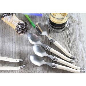 French Home Set of 4 Laguiole Faux Ivory Coffee Spoons White,Silver Service for 4 French Home Set of 4 Laguiole Faux Ivory Coffee Spoons White,Silver Service for 4