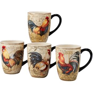 Certified International Gilded Rooster 20-ounce Mugs (Set of 4) Beige,Blue,Red 13 oz. and up Certified International Gilded Rooster 20-ounce Mugs (Set of 4) Beige,Blue,Red 13 oz. and up