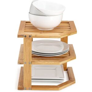 Bambusi Corner Kitchen Storage Shelf for Organizing Plates and Bowls Brown Bambusi Corner Kitchen Storage Shelf for Organizing Plates and Bowls Brown