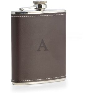 Bey Berk Single Initial Stainless Steel Brown Leather Flask 6 oz. Brown Q Bey Berk Single Initial Stainless Steel Brown Leather Flask 6 oz. Brown Q