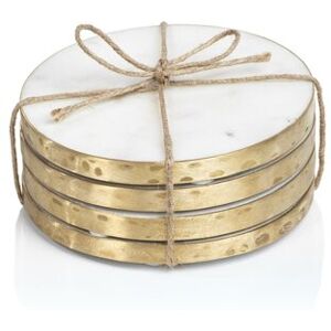 Mannara 4-Inch Round Marble Coasters, Set of 4 Gold,White 4.0 In. X 4.0 In. X 0.75 In. Mannara 4-Inch Round Marble Coasters, Set of 4 Gold,White 4.0 In. X 4.0 In. X 0.75 In.