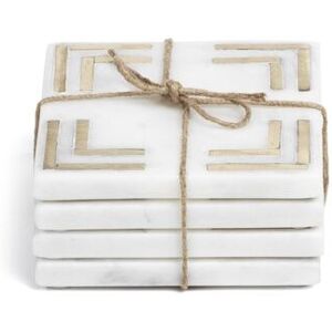 Mannara 4-Inch Square Marble Coasters, Set of 4 Gold,White 4.0 In. X 4.0 In. X 0.75 In. Mannara 4-Inch Square Marble Coasters, Set of 4 Gold,White 4.0 In. X 4.0 In. X 0.75 In.