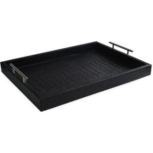 Accents by Jay Black Leather Alligator Tray with Handles Black 14 inches long x 19 inches wide x 2.95 inches high Accents by Jay Black Leather Alligator Tray with Handles Black 14 inches long x 19 inches wide x 2.95 inches high