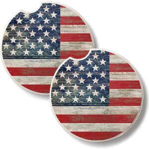 Thirstystone Americana 2 Pack Stone Car Coaster for Vehicle Cup Holders Each 2.6” Diameter Manufactured in The USA Multi-Color 2.6 In. L X 2.6 In. W X 0.3 In. D Thirstystone Americana 2 Pack Stone Car Coaster for Vehicle Cup Holders Each 2.6” Diameter Manufactured in The USA Multi-Color 2.6 In. L X 2.6 In. W X 0.3 In. D