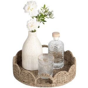 StorageWorks Serving Tray with Built-in Handles, Decorative Tray for Organizing Tabletop Seagrass Round StorageWorks Serving Tray with Built-in Handles, Decorative Tray for Organizing Tabletop Seagrass Round