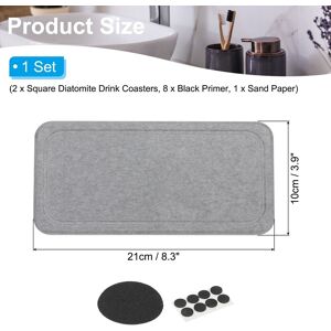 Unique 2 Pack Square Water Diatomite Coasters Dark Gray 8.3x3.9inch Unique 2 Pack Square Water Diatomite Coasters Dark Gray 8.3x3.9inch