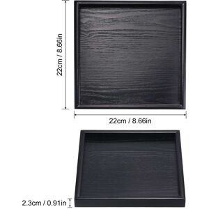 Unique Wood Serving Tray Square Decorative Platter Home Kitchen Table, Black 9 Inch Unique Wood Serving Tray Square Decorative Platter Home Kitchen Table, Black 9 Inch