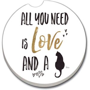 Counterart Absorbent Stoneware Car Coaster, Love A Cat, Set of 2 - 2.5 Multi 2.5 Counterart Absorbent Stoneware Car Coaster, Love A Cat, Set of 2 - 2.5 Multi 2.5