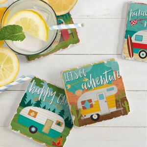 Counterart Absorbent Stone Coaster, Happy Campers, Set of 4 - 4.01x4.08 4.01x4.08 Counterart Absorbent Stone Coaster, Happy Campers, Set of 4 - 4.01x4.08 4.01x4.08