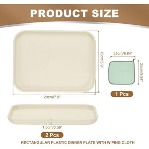 Unique Plastic Tray, Pack Rectangular Plates Food Tray Wheat Plates Dishes Reusable Dessert Plate Trays with Cloth Beige XS(7.9 Unique Plastic Tray, Pack Rectangular Plates Food Tray Wheat Plates Dishes Reusable Dessert Plate Trays with Cloth Beige XS(7.9
