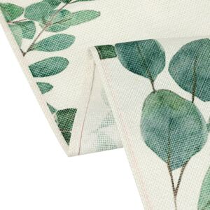 Unique Table Runner, Green Leaf Farmhouse Burlap Dining Table Decorations - 13x71 Inch Green 13x71 Inch Unique Table Runner, Green Leaf Farmhouse Burlap Dining Table Decorations - 13x71 Inch Green 13x71 Inch