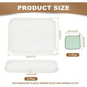Unique Plastic Tray, Pack Rectangular Plates Food Tray Wheat Plates Dishes Reusable Dessert Plate Trays with Cloth White XS(7.9 Unique Plastic Tray, Pack Rectangular Plates Food Tray Wheat Plates Dishes Reusable Dessert Plate Trays with Cloth White XS(7.9