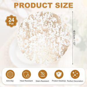 Unique Disposable Round Placemats, Chargers Place Mats Metallic Thin Mesh Table Mates Pressed Foil Table Doilies for Dining Rose Gold 24Pcs, 13 Unique Disposable Round Placemats, Chargers Place Mats Metallic Thin Mesh Table Mates Pressed Foil Table Doilies for Dining Rose Gold 24Pcs, 13
