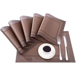 Ray Star classical Placemat Woven Checkered Set of 6 -12 Brown 12 Ray Star classical Placemat Woven Checkered Set of 6 -12 Brown 12