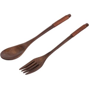 Unique Kitchenware Cutlery Wooden Japanese Style Non-slip Handle Spoon Fork Set 2 in 1 - Brown,Beige Brown,Beige 9.0 In. L X 1.6 In. W X 0.1 In. H Unique Kitchenware Cutlery Wooden Japanese Style Non-slip Handle Spoon Fork Set 2 in 1 - Brown,Beige Brown,Beige 9.0 In. L X 1.6 In. W X 0.1 In. H