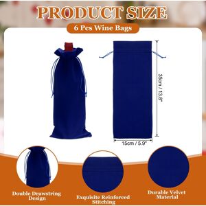 Unique Velvet Wine Bottle Bags, Wine Gift Bags with Double Drawstring Closure Reusable Liquor Bottle Covers Dark Blue 6Pcs Unique Velvet Wine Bottle Bags, Wine Gift Bags with Double Drawstring Closure Reusable Liquor Bottle Covers Dark Blue 6Pcs