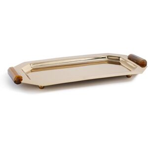 Zodax Polished Octagon Metal Serving Trays with Horn Handles Gold Small Zodax Polished Octagon Metal Serving Trays with Horn Handles Gold Small