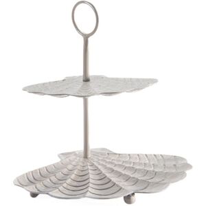 IH Casa Decor Metal 2-Tier Scallop Shell Tray Flat-Pack Gray Grey IH Casa Decor Metal 2-Tier Scallop Shell Tray Flat-Pack Gray Grey