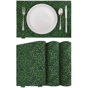 Deconovo Autumn Fall Leaf Printed Placemats (Set of 4) Dark Green 12x18 Inch Deconovo Autumn Fall Leaf Printed Placemats (Set of 4) Dark Green 12x18 Inch