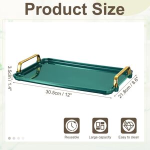 Unique Plastic Serving Tray with Golden Handle, Modern Rectangular Decorative Tray Acrylic Reusable Tea Platter Drak Green 12 Unique Plastic Serving Tray with Golden Handle, Modern Rectangular Decorative Tray Acrylic Reusable Tea Platter Drak Green 12