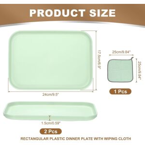 Unique Plastic Tray, Pack Rectangular Plates Food Tray Wheat Plates Dishes Reusable Dessert Plate Trays with Cloth Green S(9.5 Unique Plastic Tray, Pack Rectangular Plates Food Tray Wheat Plates Dishes Reusable Dessert Plate Trays with Cloth Green S(9.5