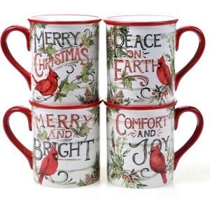 Certified International Evergreen Christmas 16 oz. Mugs (Set of 4) Green,Red,Multi 13 oz. and up Certified International Evergreen Christmas 16 oz. Mugs (Set of 4) Green,Red,Multi 13 oz. and up