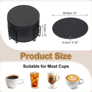 Unique Silicone Coasters with Holder, Round Coaster for Drink, Non-Slip Non-Stick Heat Resistant Place Mats Washable Black 24 Pcs Unique Silicone Coasters with Holder, Round Coaster for Drink, Non-Slip Non-Stick Heat Resistant Place Mats Washable Black 24 Pcs