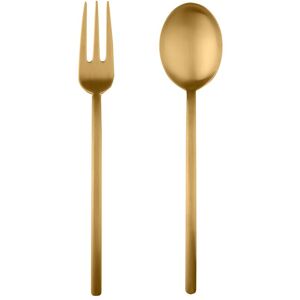 Mepra Stainless Steel w/PVD Titanium Coating Due Ice Oro Serving Set (Fork and Spoon) Service for 1 Mepra Stainless Steel w/PVD Titanium Coating Due Ice Oro Serving Set (Fork and Spoon) Service for 1
