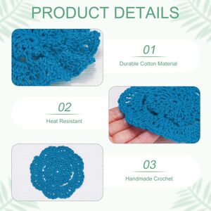 Unique Handmade Crochet Coasters, Round Cotton Placemats for Table/Cup/Bowl/Vase/Tea Trays/Home Decoration, Lace Doilies Place Mats Haze Blue 8-Pack Unique Handmade Crochet Coasters, Round Cotton Placemats for Table/Cup/Bowl/Vase/Tea Trays/Home Decoration, Lace Doilies Place Mats Haze Blue 8-Pack